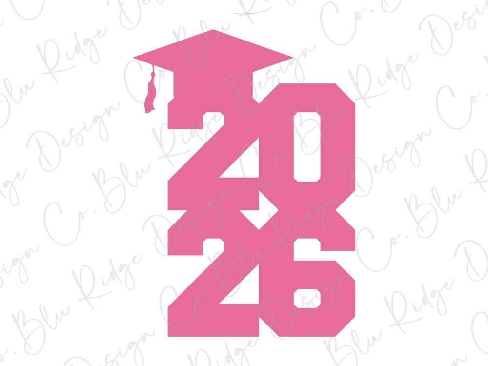 Pink 2026 Stacked Graduation Cap Graphic T-Shirt