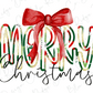 Faux Glitter Red And Green Merry Christmas Graphic T-Shirt