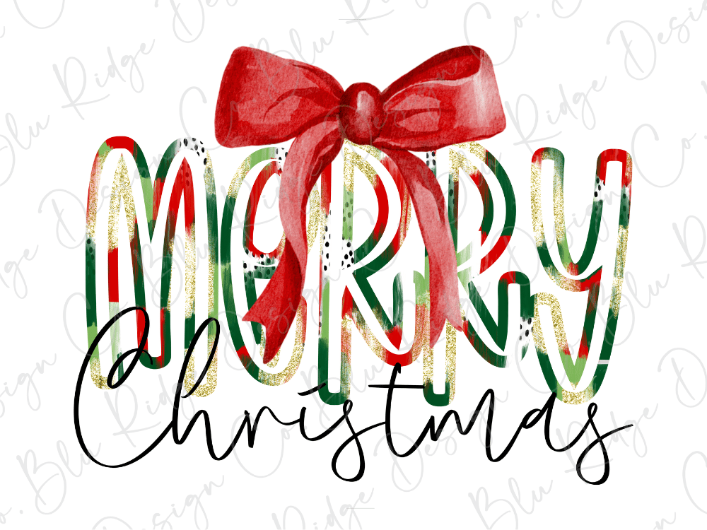 Faux Glitter Red And Green Merry Christmas Graphic T-Shirt