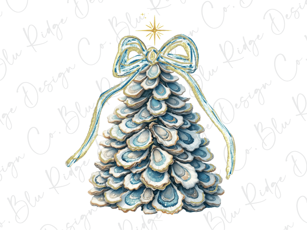 Oyster Shell Christmas Tree Graphic T-Shirt