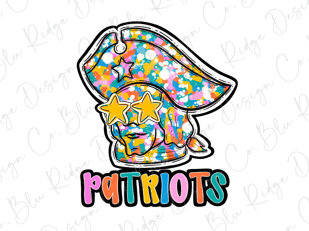 Patriots Graffiti Dots Mascot Graphic T-Shirt