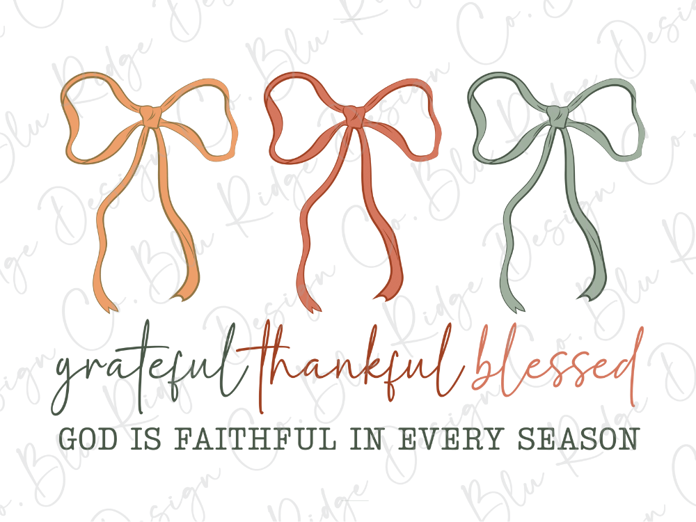 Grateful Thankful Blessed Bows Graphic T-Shirt