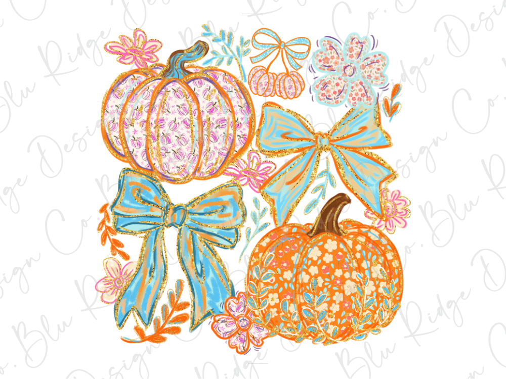 Preppy Coquette Fall Pumpkins Graphic T-Shirt