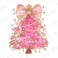 Faux Glitter Coquette Pink Christmas Tree Graphic T-Shirt