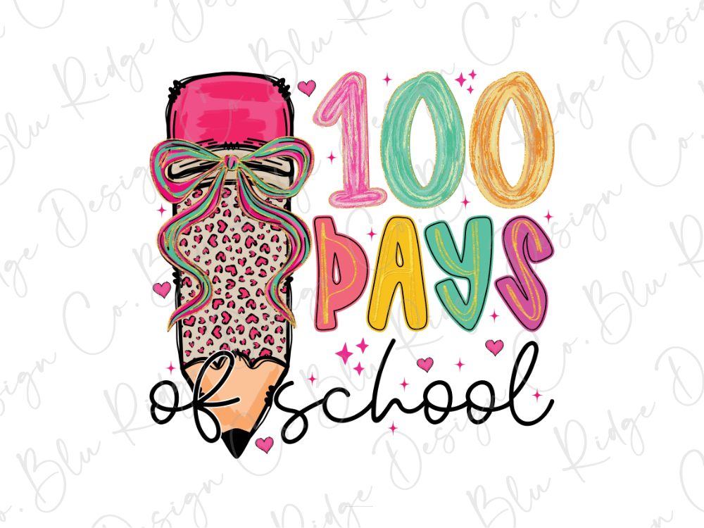 100 Days of School Leopard Pencil Graphic T-Shirt