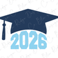 2026 Blue Graduation Cap Graphic T-Shirt