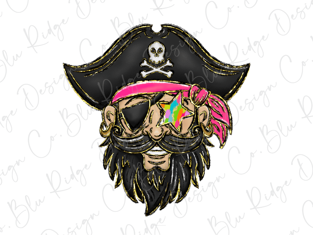 Neon Faux Glitter Pirates (Back/Pocket Combo) Graphic T-Shirt
