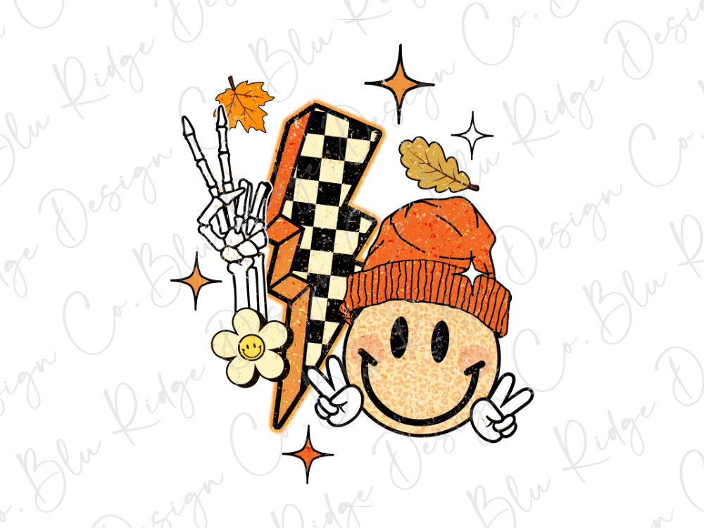 Retro Groovy Fall Latte Smiley Collage Graphic T-Shirt