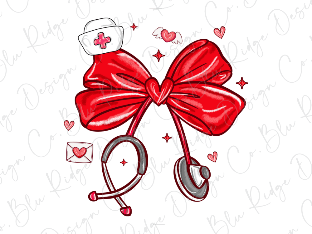 Valentine's Day Nurse Bow Graphic T-Shirt