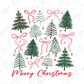 Merry Christmas Coquette Christmas Trees Graphic T-Shirt