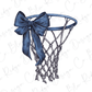 Blue Bow Basketball Hoop Graphic T-Shirt