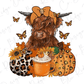 Fall Highland Cow Pumpkins and Latte Graphic T-Shirt