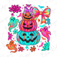 Neon Preppy Pumpkin Stack Graphic T-Shirt
