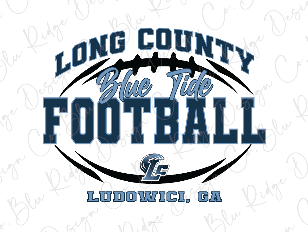 Long County Football Blue Tide Graphic T-Shirt