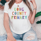Long County Primary School Blue Tide School Spirit Neon Letters Graphic T-Shirt