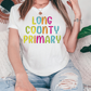 Long County Primary School Blue Tide School Spirit Bright Letters Graphic T-Shirt