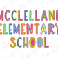 McClelland Elementary School Blue Tide School Spirit Neon Letters Graphic T-Shirt