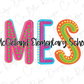 McClelland Elementary School MES Initials Blue Tide School Spirit Neon Letters Graphic T-Shirt
