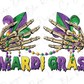 Mardi Gras Skeleton Party Hands Graphic T-Shirt