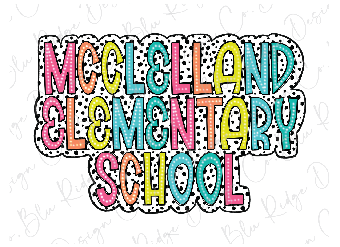 McClelland Elementary School MES Initials Dalmatian Graphic T-Shirt