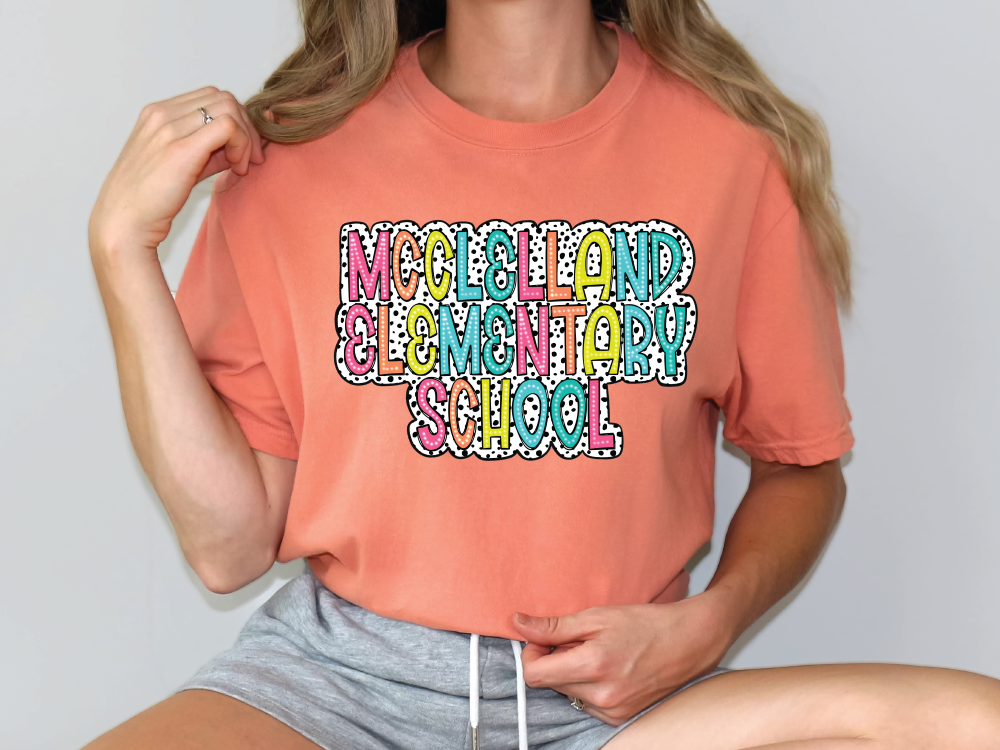 McClelland Elementary School MES Initials Dalmatian Graphic T-Shirt