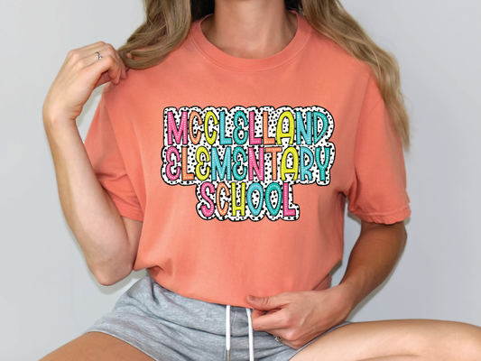 McClelland Elementary School MES Initials Dalmatian Graphic T-Shirt