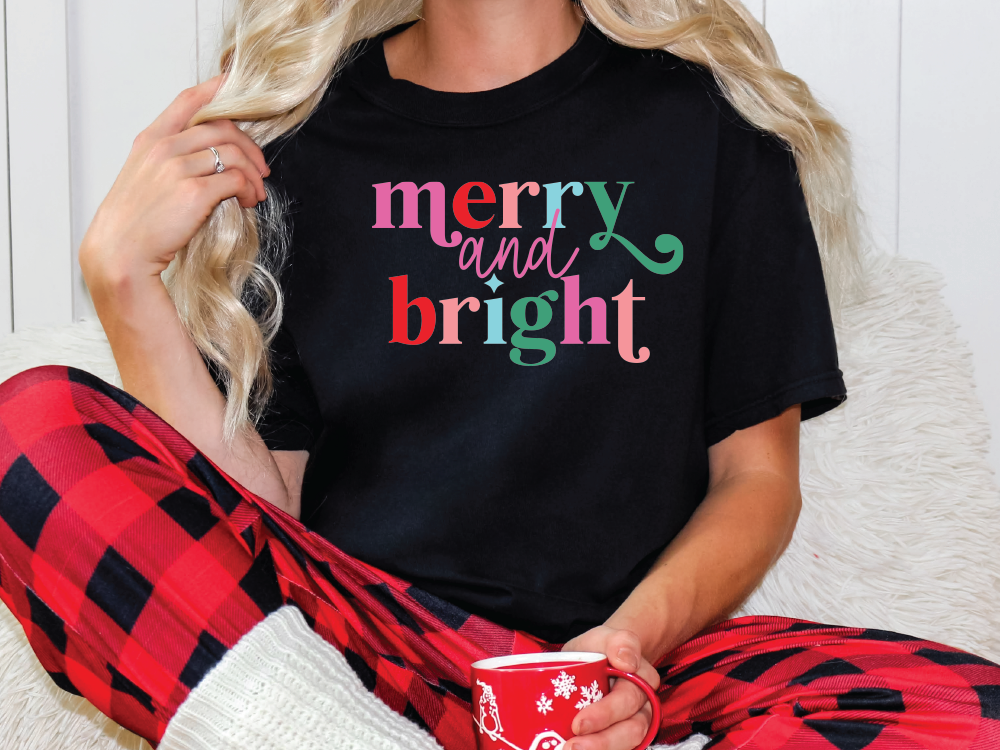 Merry and Bright Christmas Graphic T-Shirt