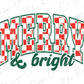 Merry and Bright Checkered Varsity Graphic T-Shirt