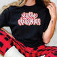 Pink Red Checkered Faux Gold Glitter Graphic T-Shirt