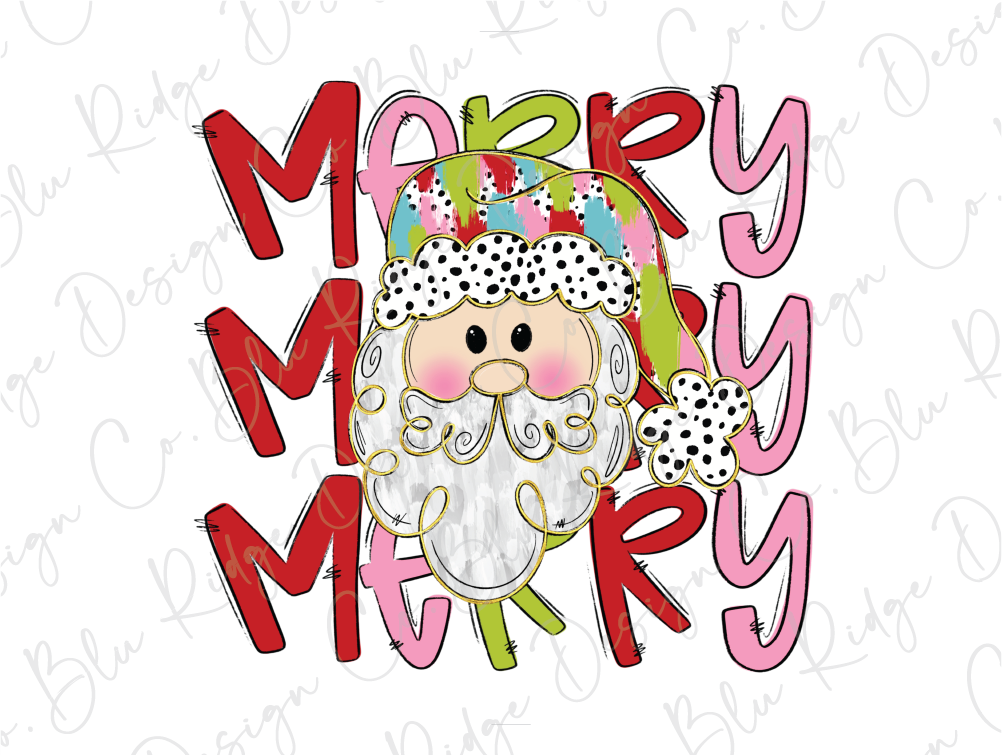 Merry Doodle Santa Graphic T-Shirt