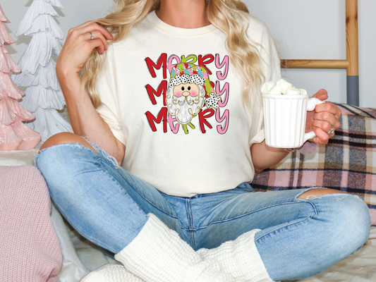 Merry Doodle Santa Graphic T-Shirt