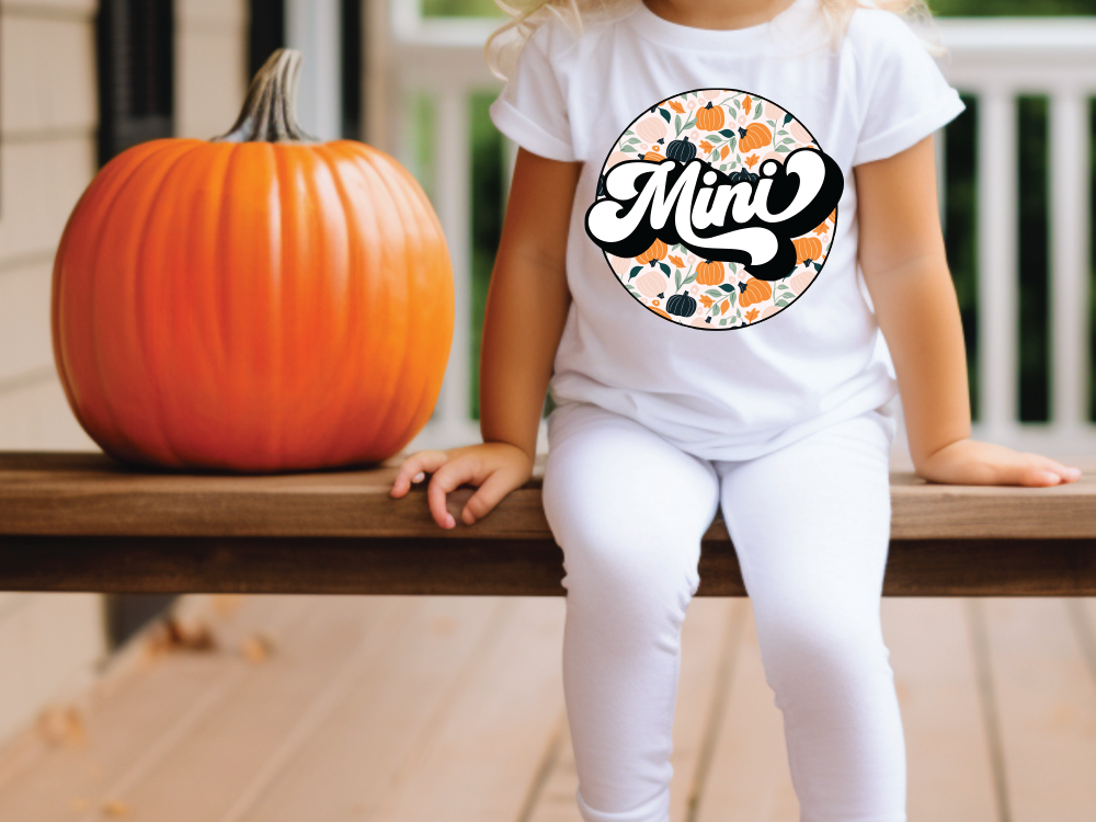 Mini Retro Floral Fall Pumpkins Graphic T-Shirt