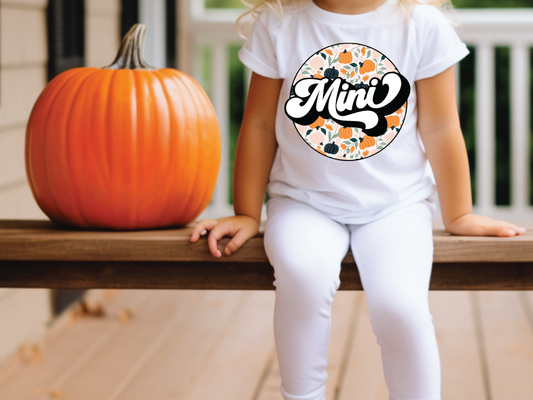 Mini Retro Floral Fall Pumpkins Graphic T-Shirt