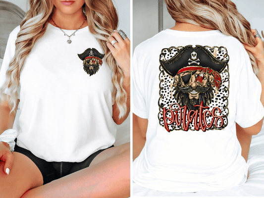 Pirates Black And Red Mascot (Back/Pocket Combo) Graphic T-Shirt