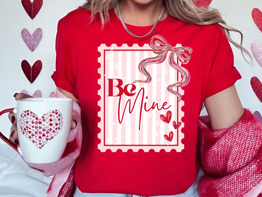 Be Mine Valentines Day Stamp Graphic T-Shirt