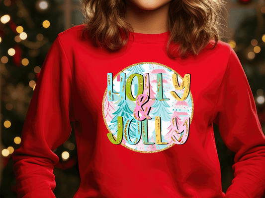 Bright Preppy Holly & Jolly Graphic T-Shirt