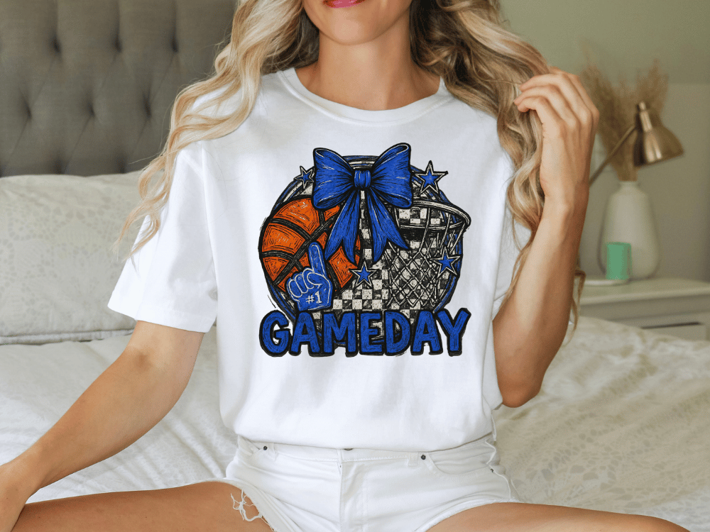 Blue Basketball Game Day Graphic T-Shirt