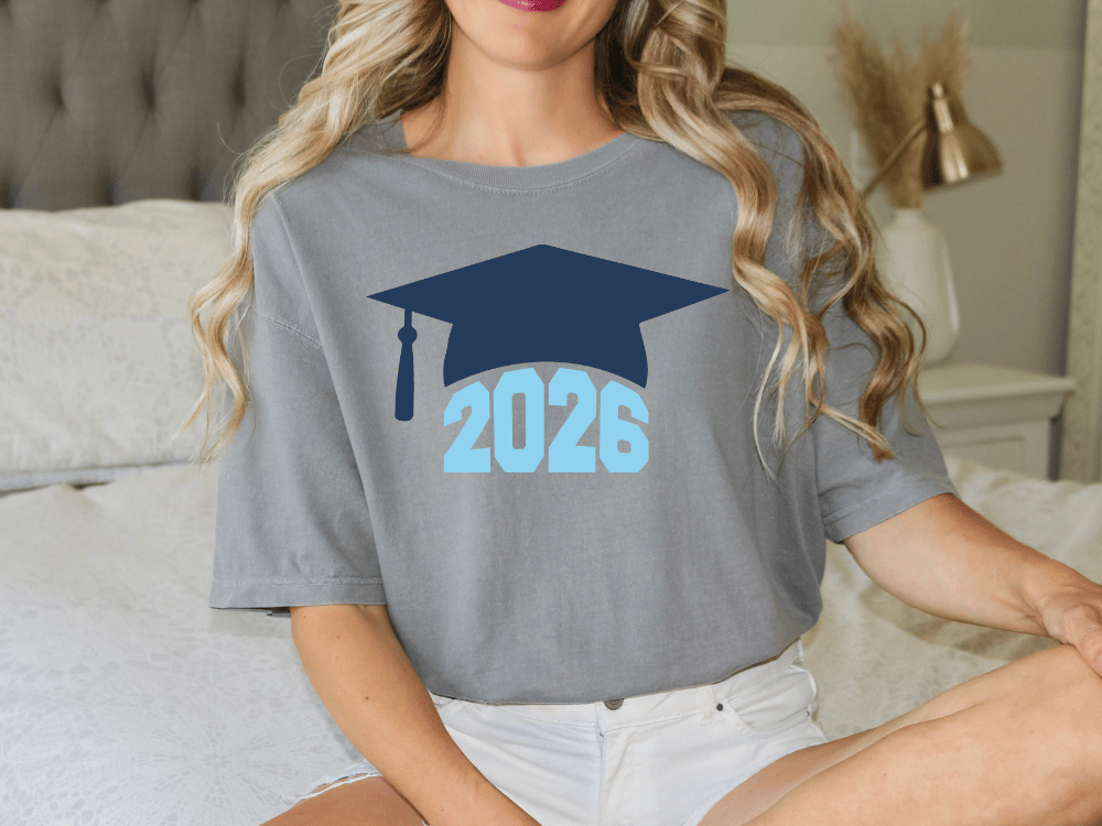 2026 Blue Graduation Cap Graphic T-Shirt