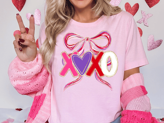 XOXO Faux Glitter Valentine's Day Graphic T-Shirt