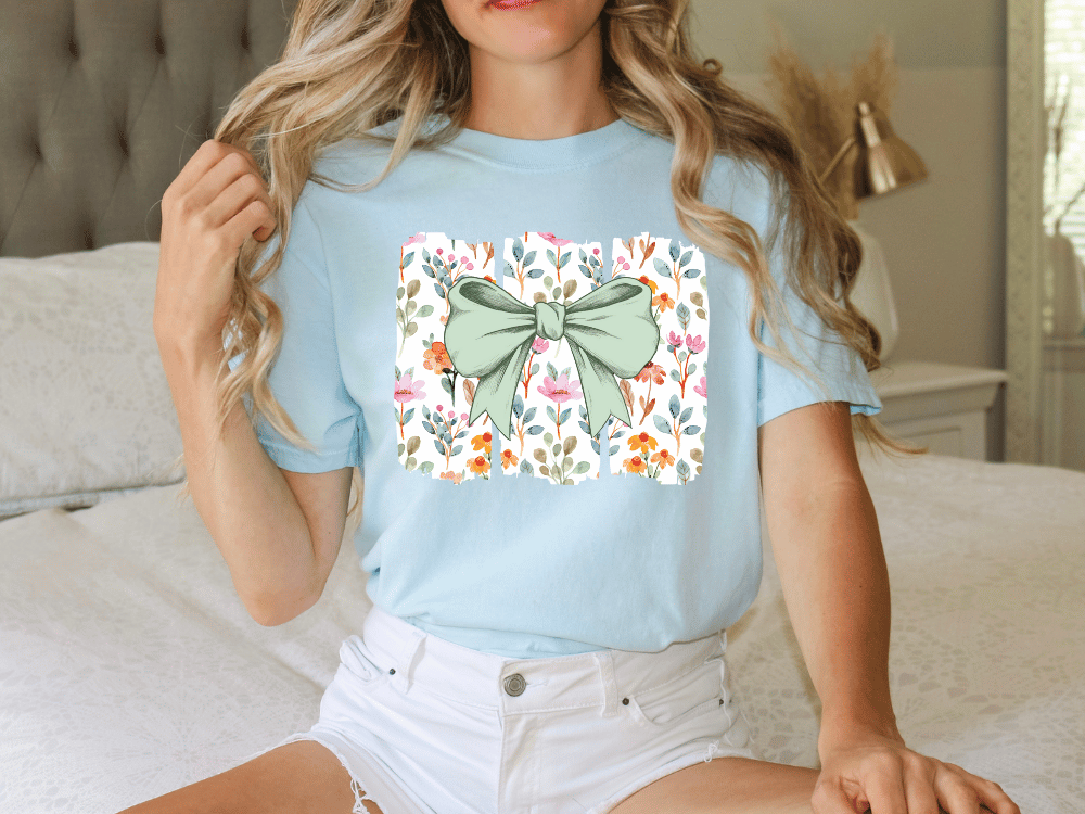 Spring Coquette Floral Bow Graphic T-Shirt
