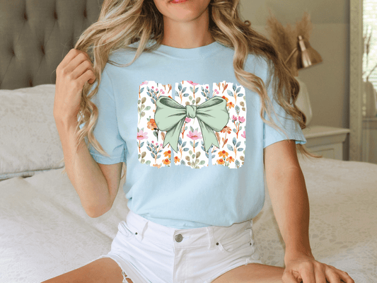 Spring Coquette Floral Bow Graphic T-Shirt