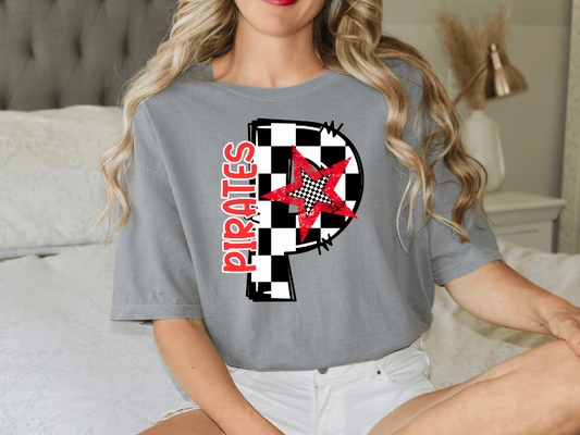 Black And White Checkered Pirates Graphic T-Shirt