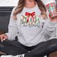 Faux Glitter Red And Green Merry Christmas Graphic T-Shirt