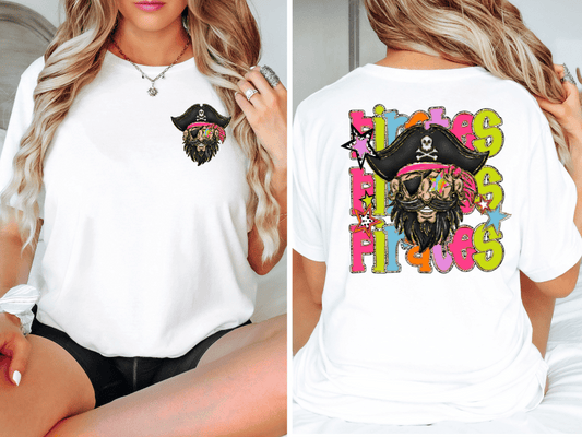 Neon Faux Glitter Pirates (Back/Pocket Combo) Graphic T-Shirt