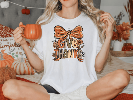 Give Thanks Preppy Fall Graphic T-Shirt