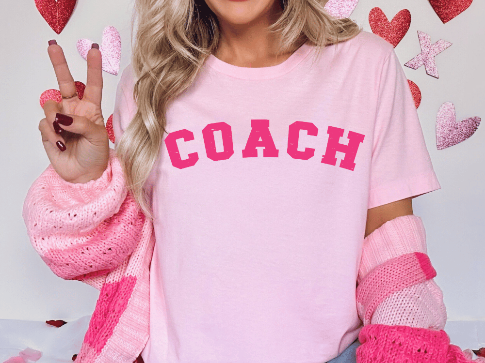 Pink Coach Varsity Letters Graphic T-Shirt