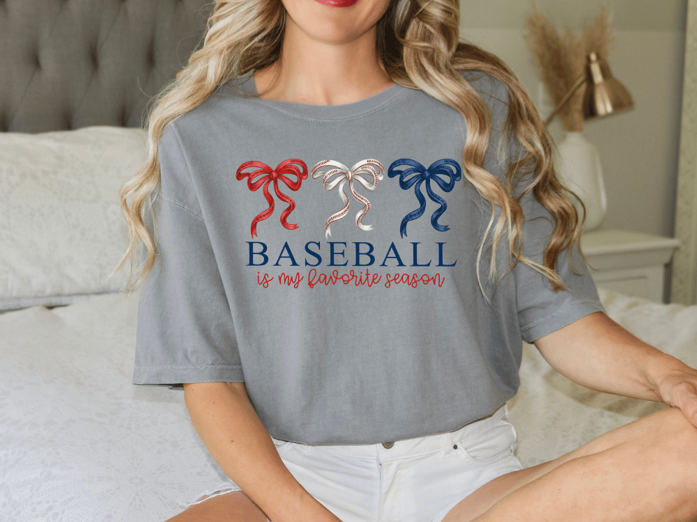 Baseball Is My Favorite Season Red White And Blue Graphic T-Shirt
