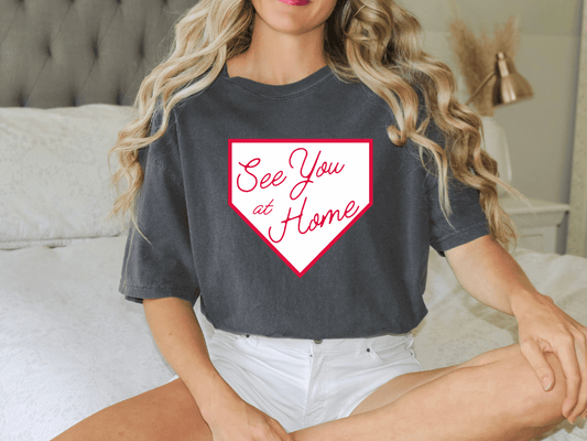 See You At Home Baseball Home Plate Graphic T-Shirt
