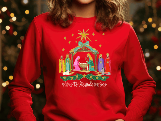 Glory To The New Born King Nativity Graphic T-Shirt