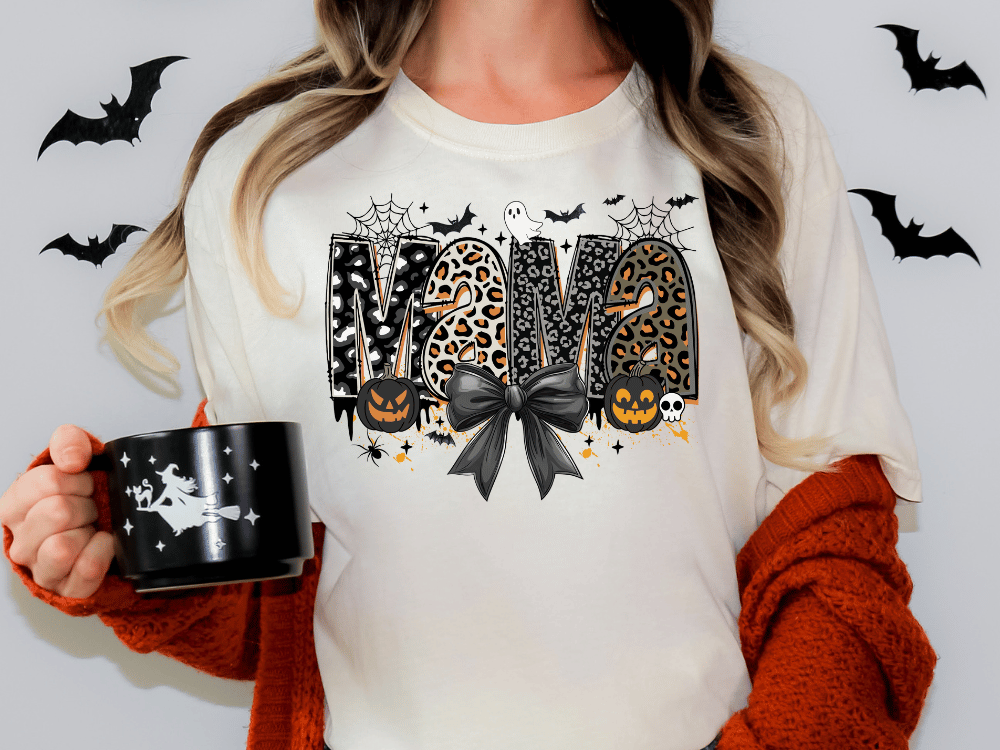 Leopard Halloween Mama Graphic T-Shirt